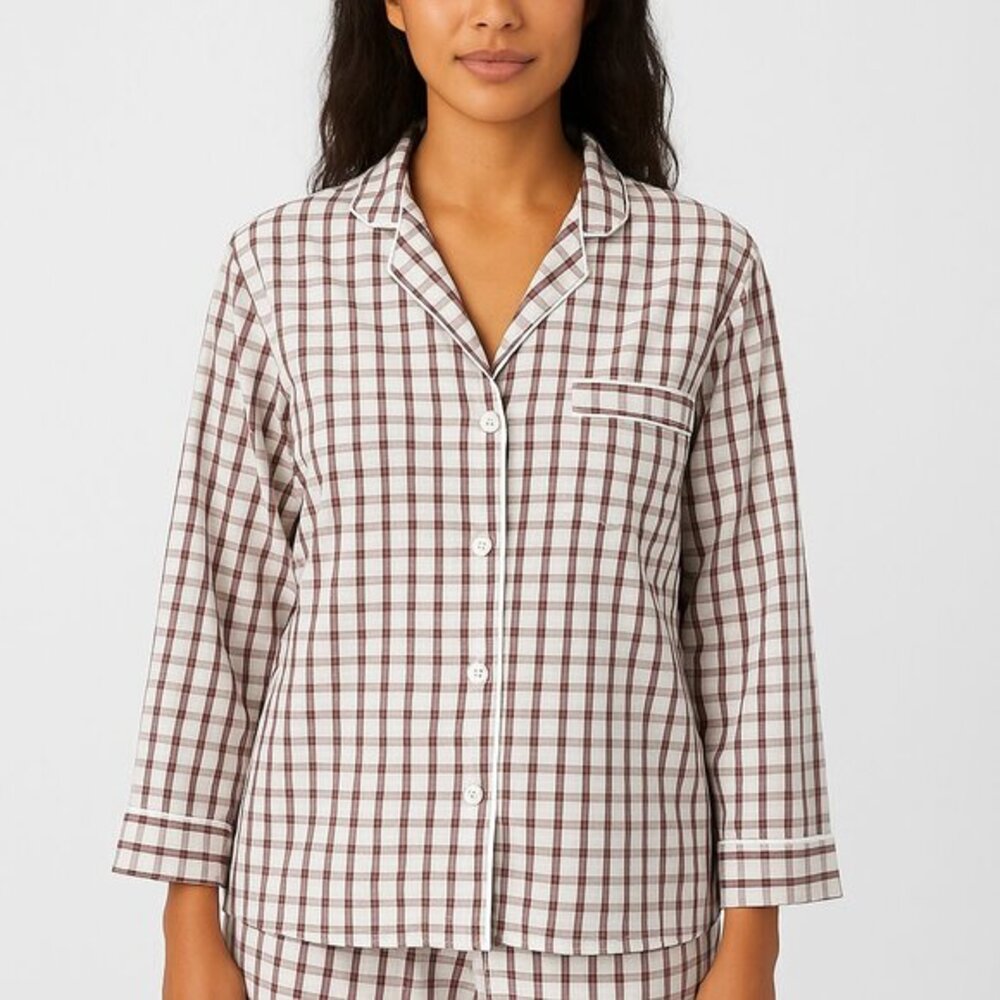 Sleepy Jones Pajama Top Women’s XS White‎ Check Button Down Classic Loungewear